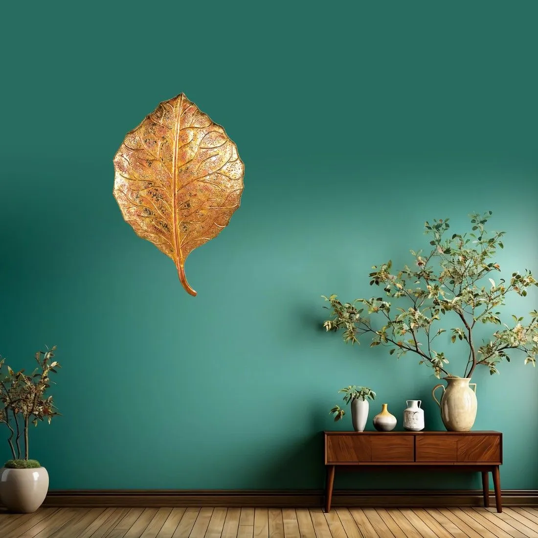 Pi7_image_tool (18) Golden Designer Leaf Wall Art Decorative Wall Plate,Wall Decor Plates for Home & Office Decoration - Image 1