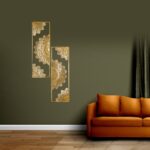 Mandala Wall Hanging Art of Metal Material and Gold Color Frame Set Of Two for Living Room, Hall, Guest Room