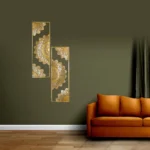 Mandala Wall Hanging Art of Metal Material and Gold Color Frame Set Of Two for Living Room, Hall, Guest Room
