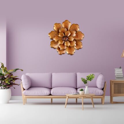 Vintage Golden Flower Metal Wall Art Frame, Wall Hangings for Home Decoration, Wall Sculpture for Living Room, Wall Hanging Decorative Items for Bedroom