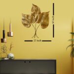 3 Gold Peepal Leaf Art Decorative Wall Plate,Wall Decor Plates for Home & Office Decoration - Image 2