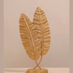 Wooden Showpiece for Home Decor, Office Desk,Living Room, Bedroom, Dining Room, Christmas, New Year Gifting, Table Decor Golden Banana Leaf Paire - Image 2