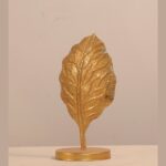 Wooden Showpiece for Home Decor, Office Desk,Living Room, Bedroom, Dining Room, Christmas, New Year Gifting, Table Decor Single Golden Leaf - Image 2