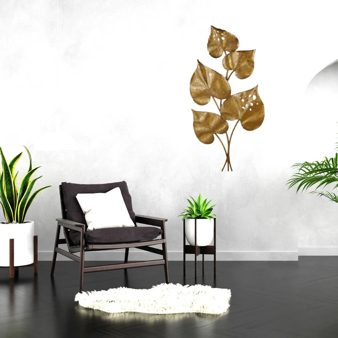 Pi7_image_tool (9) 5 Gold Peepal Leaf Tree Wall Art Decorative Wall Plate,Wall Decor Plates for Home & Office Decoration - Image 1