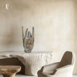 Handmade Resin Female Hand Statue Beauty Silver Gray Hand Face Statue For Home Decor 20X22X40 cm