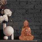 Meditating Buddha Idols for Home Decor Ashirwad Mudra Rose Gold Small Size Office Desk Table Outdoor Resin Statues L W H ( 14*8*19) cm