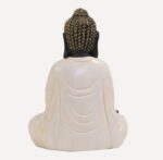 Meditating Buddha Idols for Home Decor Ashirwad Mudra White Cream Black Shading Small Size Office Desk Table Outdoor Resin Statues L W H ( 14*8*19) cm - Image 3