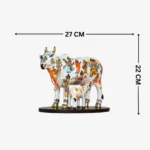Handcrafted Polyresin Kamdhenu Cow White Figurine with Calf for Full Filling Wishes of Human Being (Multicolour, 27x14x22) cm - Image 5