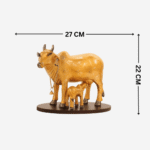 Handcrafted Polyresin Kamdhenu Cow Gold With Gold fowling Effect Figurine with Calf for Full Filling Wishes of Human Being (Multicolour, 27x14x22) cm - Image 2