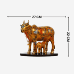 Handcrafted Polyresin Kamdhenu Cow Gold with Calf for Full Filling Wishes of Human Being (Multicolour, 27x14x22) cm - Image 2