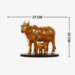 Handcrafted Polyresin Kamdhenu Cow Gold with Calf for Full Filling Wishes of Human Being (Multicolour, 27x14x22) cm - Image 2