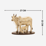 Handcrafted Polyresin Kamdhenu Cow Pearl White With Gold Fowling Effect Figurine with Calf for Full Filling Wishes of Human Being (Multicolour, 27x14x22) cm - Image 2