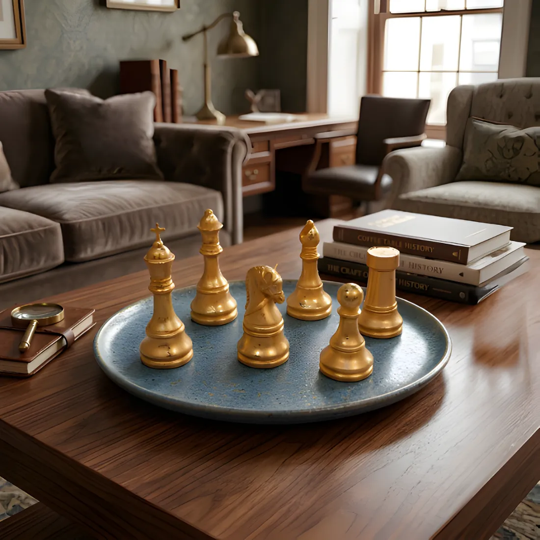 11 Chess Pieces Statue Sculpture Gold for Home Decor | Office Decor | Table Decoration Set of 6 - Image 1