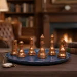 Chess Pieces Statue Sculpture Peral Gold for Home Decor | Office Decor | Table Decoration Set of 6