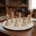 Chess Pieces Statue Sculpture Peral White for Home Decor | Office Decor | Table Decoration Set of 6