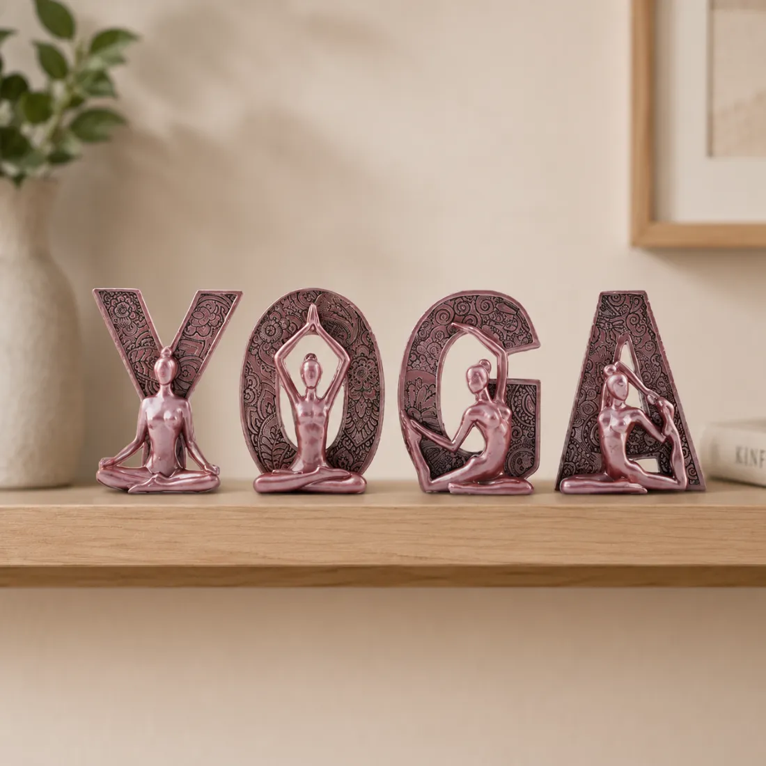 7 Yoga Lady Figurines Set of 4 Pink – Modern Resin Meditation & Exercise Sculptures for Home Décor – Women Yoga Poses Showpieces for Living Room, Office, Bedroom & Tabletop - Image 1