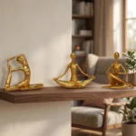 Yoga Lady Figurines Set of 3 Gold – Modern Resin Meditation & Exercise Sculptures for Home Décor – Women Yoga Poses Showpieces for Living Room, Office, Bedroom & Tabletop