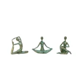 Yoga Lady Figurines Set of 3 Metallic Green – Modern Resin Meditation & Exercise Sculptures for Home Décor – Women Yoga Poses Showpieces for Living Room, Office, Bedroom & Tabletop - Image 2