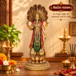 Standing Venkatesh Narayan Vishnu Ji Idol | Lakshmi Narayan Statue for Home Decor, Pooja Room, Office Table | Polyresin Lord Vishnu Standing Idol on Lotus | Spiritual Showpiece