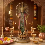 Standing Venkatesh Narayan Vishnu Ji Idol | Lakshmi Narayan Statue for Home Decor, Pooja Room, Office Table | Polyresin Lord Vishnu Standing Idol on Lotus | Spiritual Showpiece - Image 4