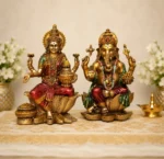 Laxmi Ganesh Ji Statue in Resin | Lakshmi Ganesha Murti for Home Temple, Diwali Pooja, Mandir Decoration | Hindu Religious Idol for Home Decor, Festive Gifting
