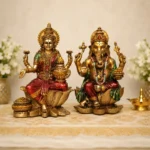 Laxmi Ganesh Ji Statue in Resin | Lakshmi Ganesha Murti for Home Temple, Diwali Pooja, Mandir Decoration | Hindu Religious Idol for Home Decor, Festive Gifting