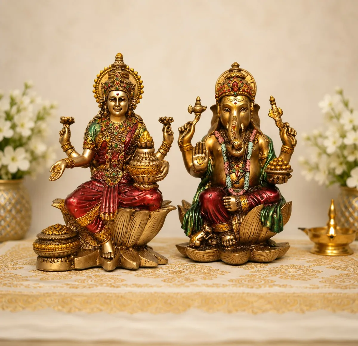 WhatsApp-Image-2026-09-07-at-1.59.48-PM-4 Laxmi Ganesh Ji Statue in Resin | Lakshmi Ganesha Murti for Home Temple, Diwali Pooja, Mandir Decoration | Hindu Religious Idol for Home Decor, Festive Gifting - Image 1