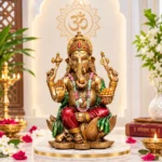 7 Inch Ganesh Ji Statue in Resin | Lord Ganesha Murti for Home Temple, Mandir, Pooja Room | Ganpati Bappa Idol for Home Decor, Office Table, Spiritual Gift